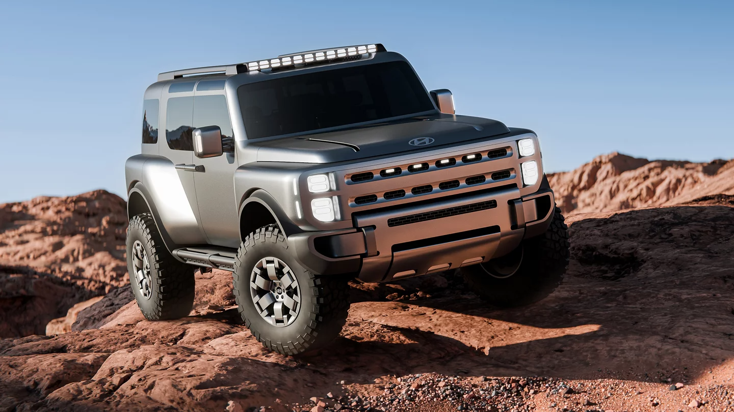 SUV mới của Hyundai lộ kiểu dáng đậm chất off-road: Cửa mở ngược như Rolls-Royce, lắp lốp đa địa hình, có sẵn giá nóc tiện dụng - Ảnh 1.