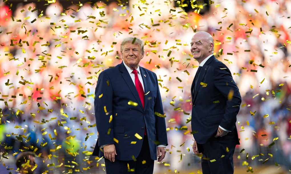 Tổng thống Donald Trump và Chủ tịch FIFA Gianni Infantino tại Chung kết World Cup 2026 ngày 19/7. Ảnh: AFP
