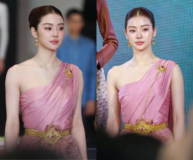 Nhan sắc gây sốt của diễn viên Natsha Taechamongkalapiwat khi diện trang phục truyền thống của Thái Lan.