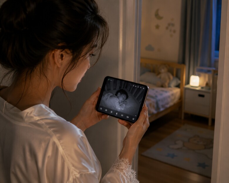 Đêm tân hôn, tôi lấy điện thoại mở camera xem con trai đang ngủ ở phòng bên. (Ảnh minh họa)