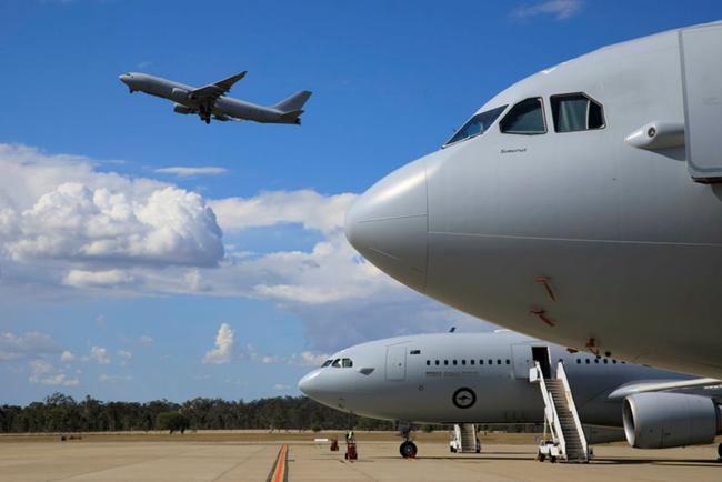 A KC-30A Multi-Role Tanker Transport aircraft takes off at RAAF Base Amberley bound for the Middle East to support evacuation efforts in Afghanistan.
