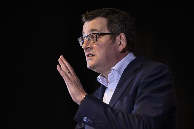 Victorian Premier Daniel Andrews addresses the media during a press conference in Melbourne.                                                                            