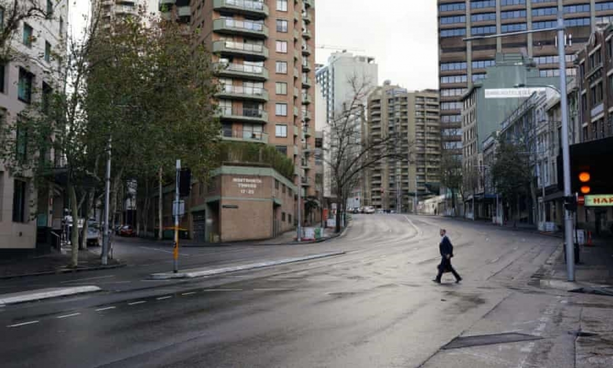 Đường phố Sydney vắng lặng trong giai đoạn phong tỏa. Ảnh: Guardian.