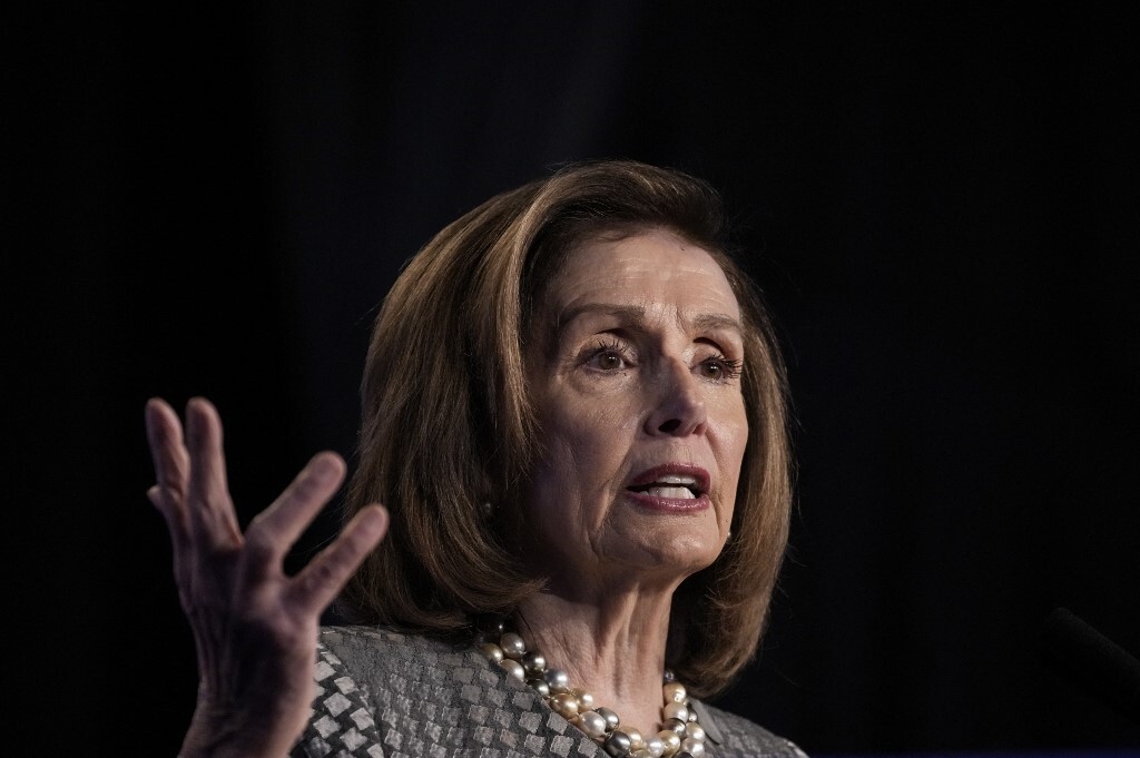 Chủ tịch Hạ viện Mỹ Nancy Pelosi dự một hội nghị ở thủ đô Washington hôm 5/4. Ảnh: AFP.