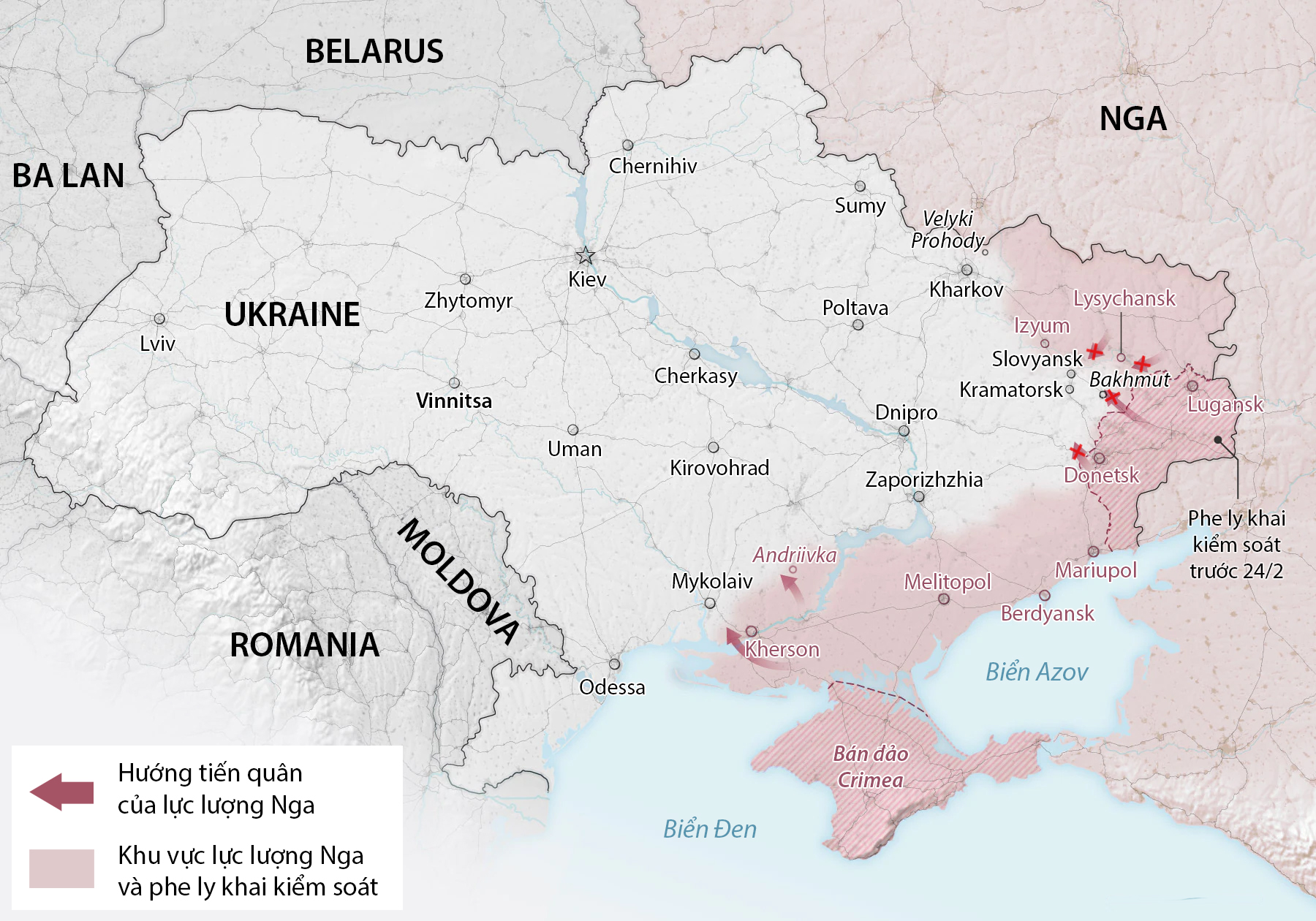 Cục diện chiến trường Ukraine sau hơn 5 tháng giao tranh. Đồ họa: Washington Post.