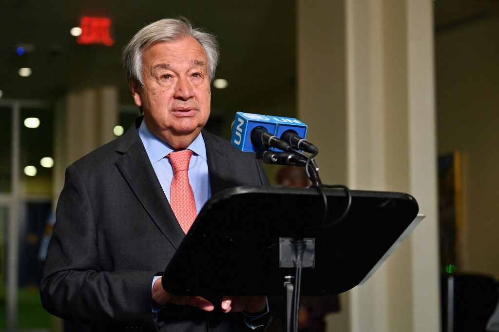 Tổng thư ký LHQ Antonio Guterres phát biểu tại trụ sở LHQ ở thành phố New York, Mỹ, ngày 1/8. Ảnh: AFP