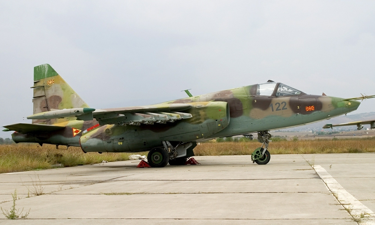 Một trong 4 cường kích Su-25 của Bắc Macedonia. Ảnh: Wikipedia.