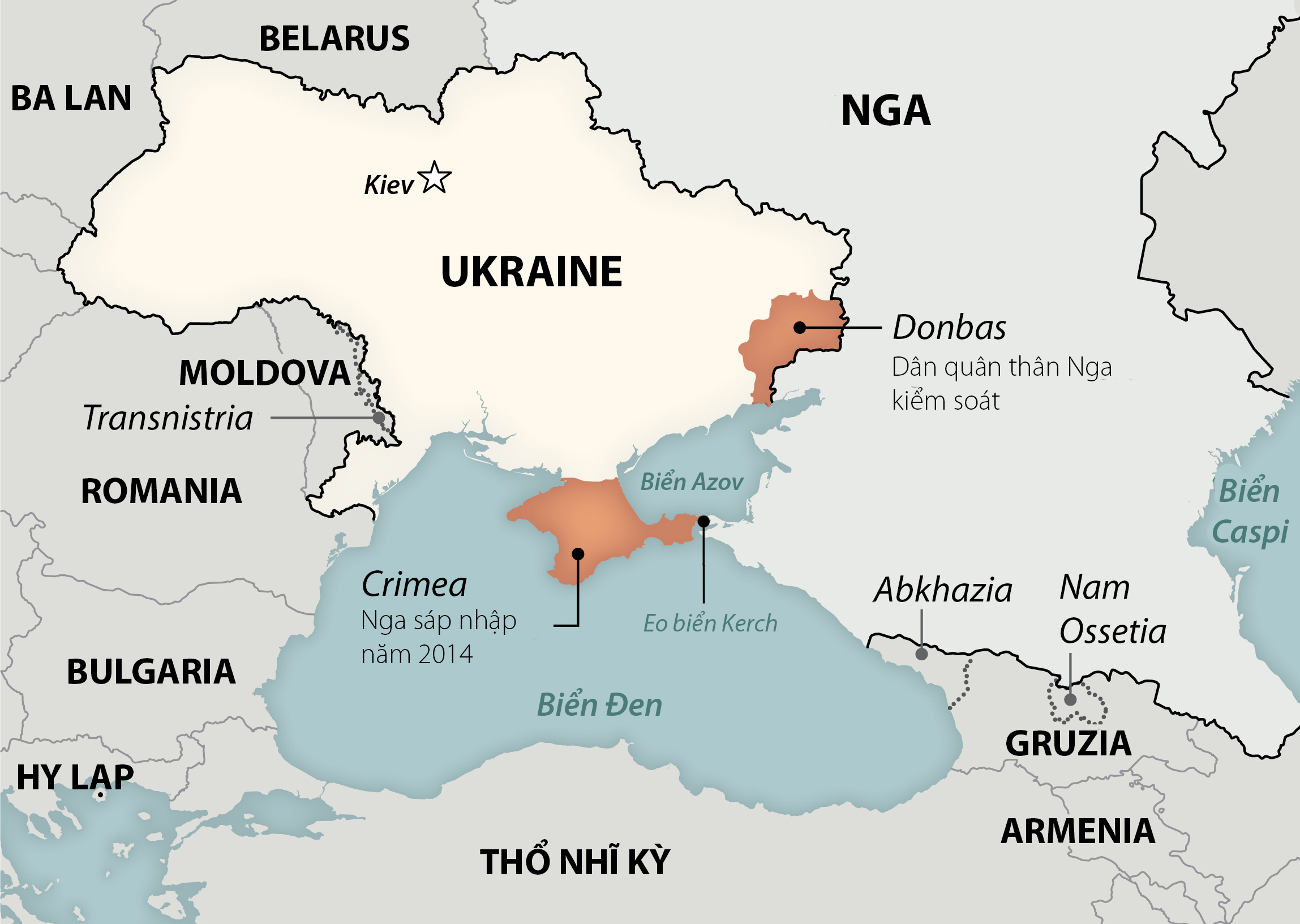 Vị trí bán đảo Crimea. Đồ họa: Washington Post.