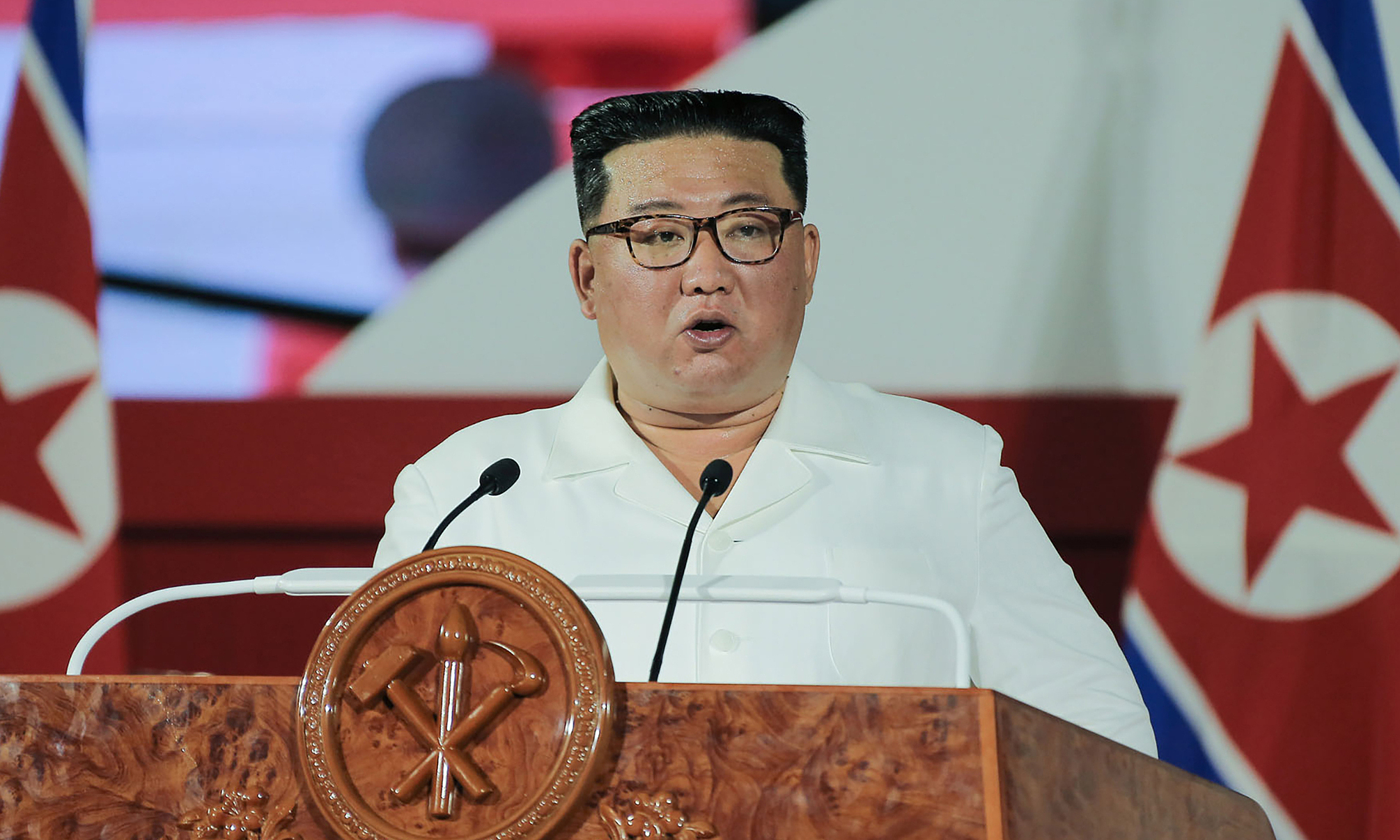 Lãnh đạo Kim Jong-un phát biểu tại lễ kỷ niệm kết thúc Chiến tranh Triều Tiên hôm 27/7. Ảnh: KCNA.