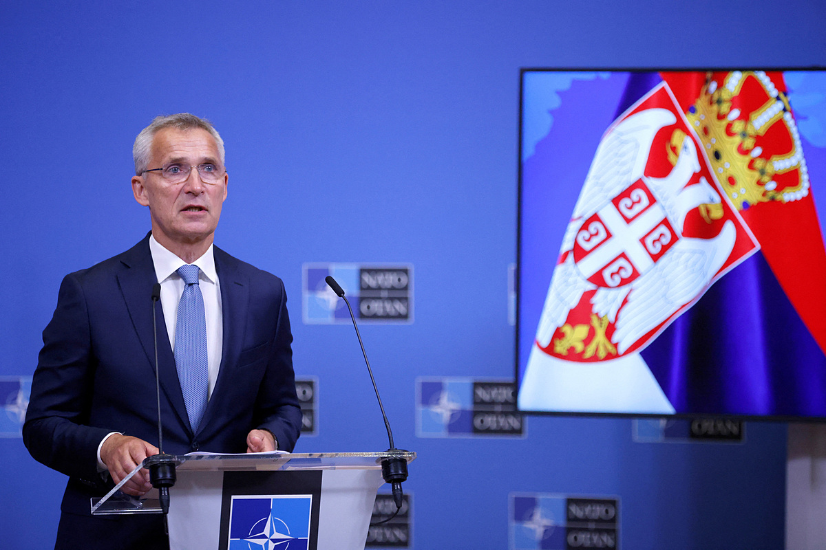 Tổng thư ký NATO Jens Stoltenberg tại cuộc họp báo ở Brussels, Bỉ ngày 17/8. Ảnh: Reuters.