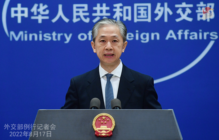 Phát ngôn viên Bộ Ngoại giao Trung Quốc Uông Văn Bân tại cuộc họp báo ở Bắc Kinh ngày 17/8. Ảnh: Bộ Ngoại giao TQ.