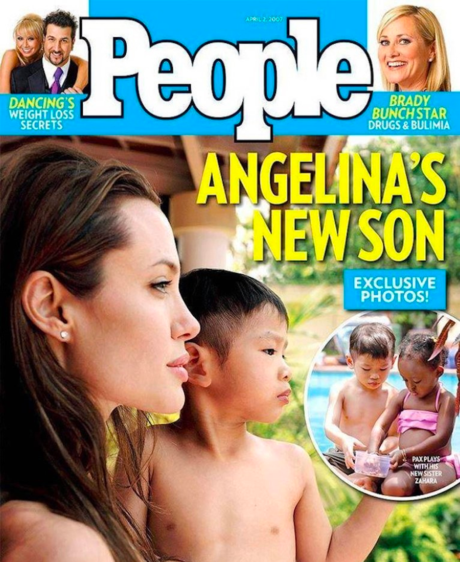 Angelina Jolie và Pax Thiên trên tạp chí năm 2007. Ảnh: People