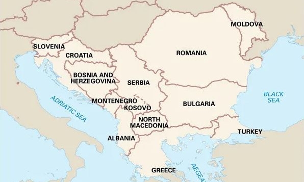 Vị trí các nước vùng Balkans. Đồ họa: Britannica.