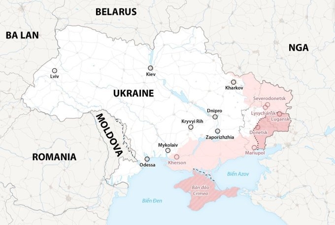 Cục diện chiến trường Ukraine sau hơn 6 tháng giao tranh. Đồ họa: Washington Post.