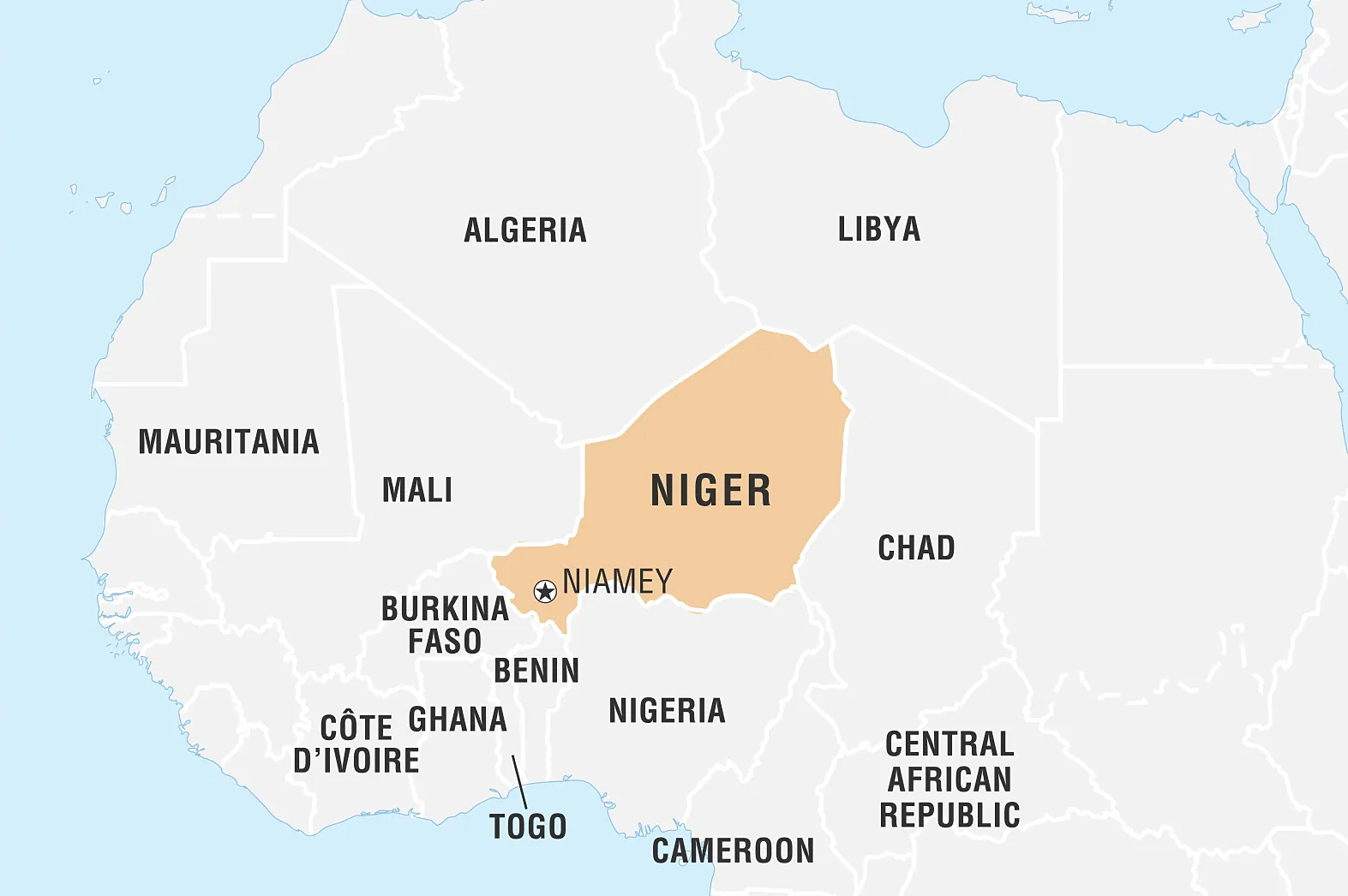 Niger và các quốc gia lân cận. Đồ họa: Britannica