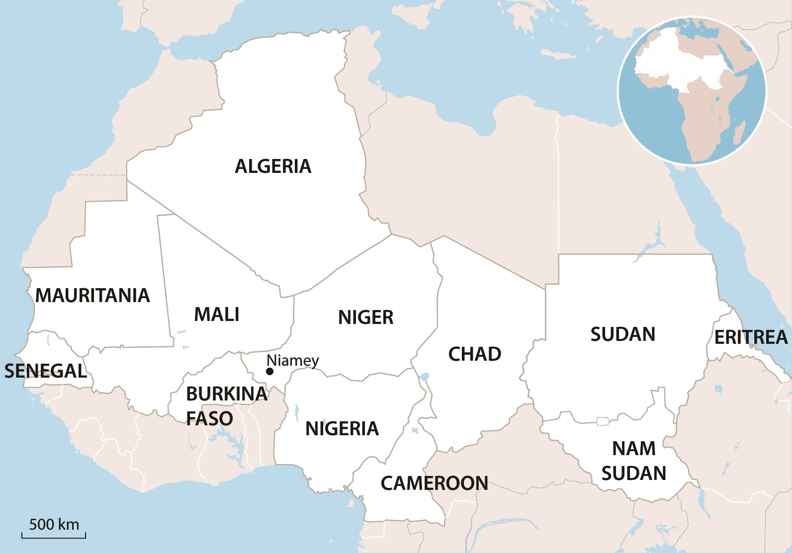 Vị trí Niger và các nước láng giềng. Đồ họa: AFP
