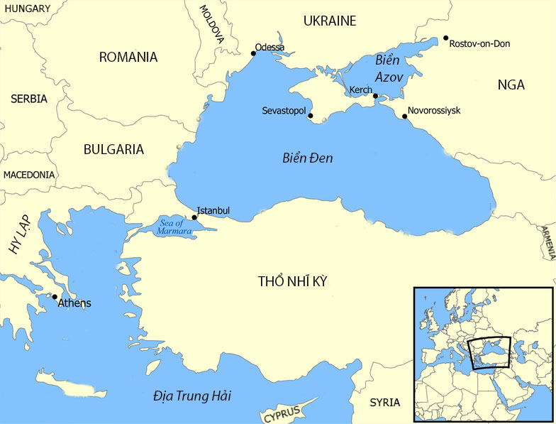 Vị trí Địa Trung Hải và Biển Đen. Đồ họa: Wikipedia