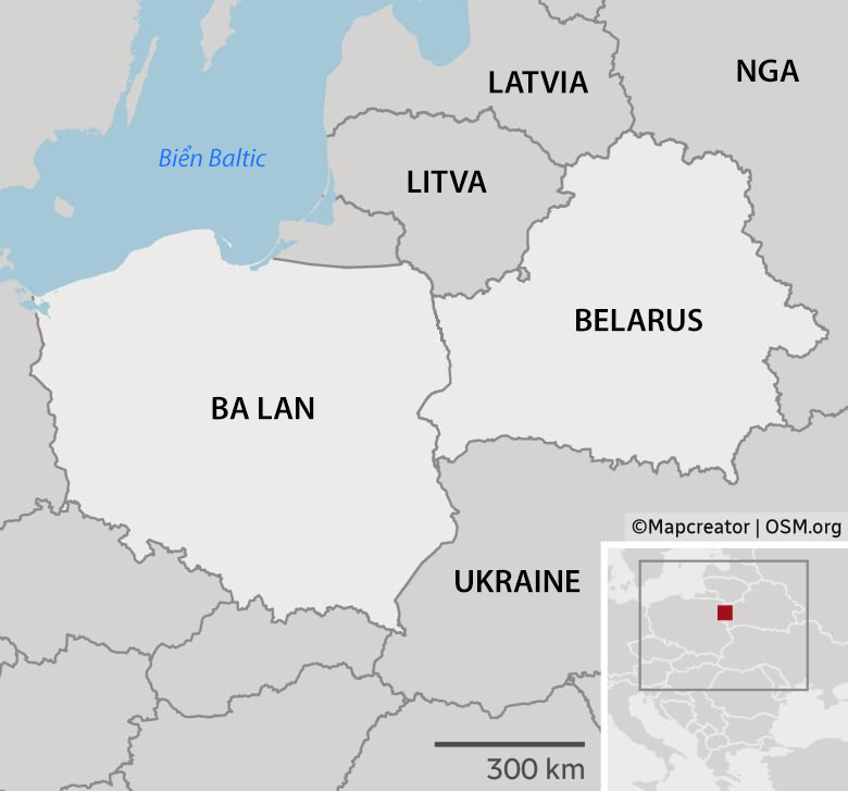 Vị trí Ba Lan và Belarus. Đồ họa: CBC