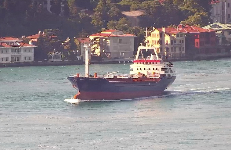 Tàu Sukru Okan di chuyển qua eo Bosphorus ở Istanbul, Thổ Nhĩ Kỳ ngày 10/7. Ảnh: Reuters