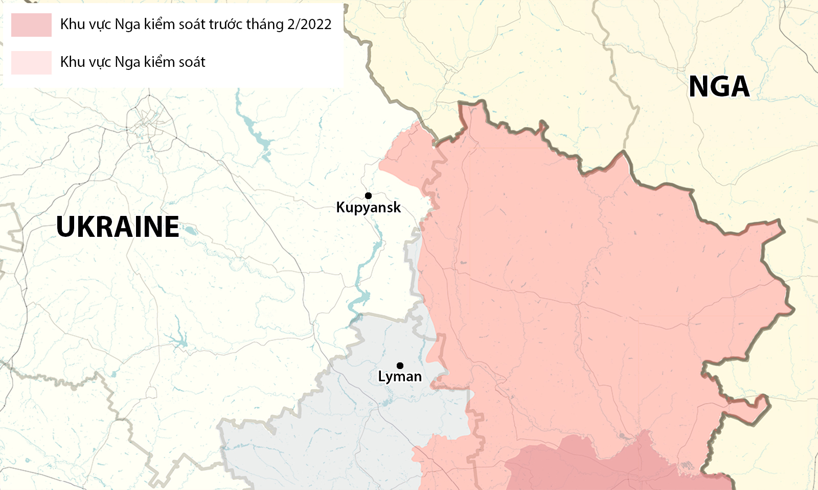 Vị trí thành phố Kupyansk và Lyman. Đồ họa: RYV