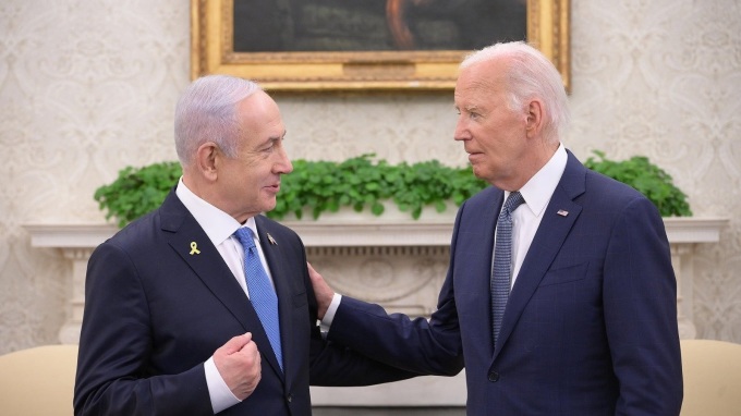 Thủ tướng Israel benjamin Netanyahu (trái) gặp Tổng thống Mỹ Joe Biden ngày 25/7 tại Nhà Trắng. Ảnh: Văn phòng Thủ tướng Israel