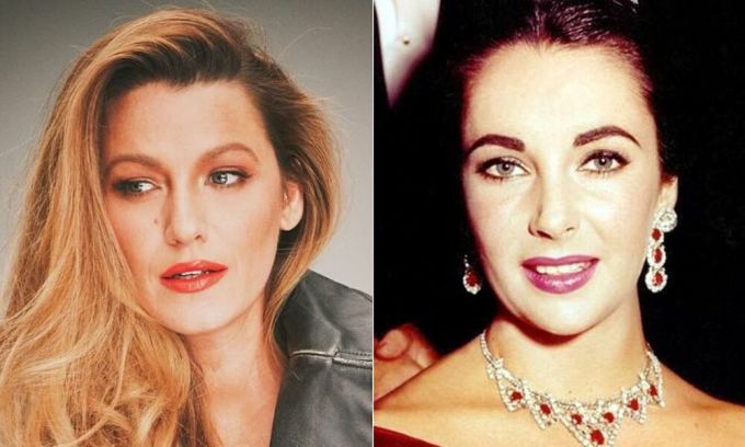 Chân dung diễn viên Blake Lively và cố minh tinh Elizabeth Taylor. Ảnh: Instagram Blake Lively/ AnOther Magazine