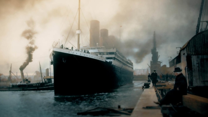 Hình ảnh tàu Titanic sau khi được xử lý màu trong phim. Ảnh: Channel 4