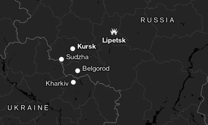 Vị trí Ukraine, Nga và tỉnh Liptesk. Đồ họa: Mapbox