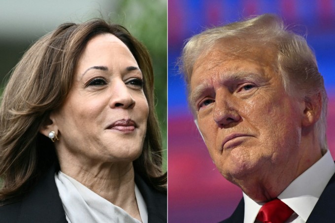 Phó tổng thống Mỹ Kamala Harris (trái) và ứng viên tổng thống đảng Cộng hòa Donald Trump. Ảnh: AFP