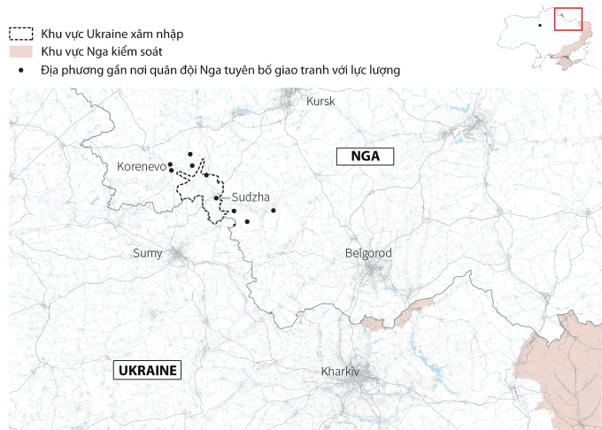 Vị trí tỉnh Kursk. Đồ họa: AFP