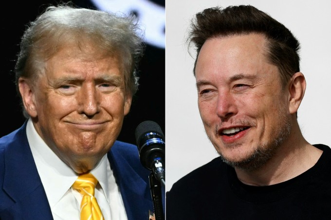 Ứng viên tổng thống đảng Cộng hòa Donald Trump (trái) và tỷ phú Elon Musk. Ảnh: AFP