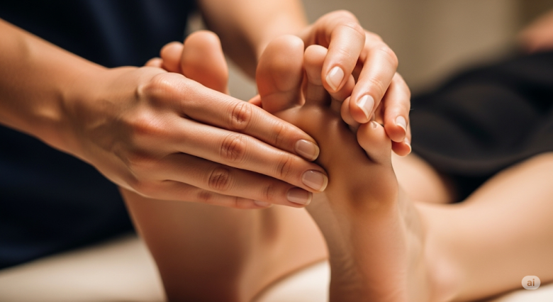 Massage chân giúp thư giãn cơ thể, tăng tuần hoàn máu, cải thiện chất lượng giấc ngủ và giúp da hồng hào hơn. Ảnh minh hoạ