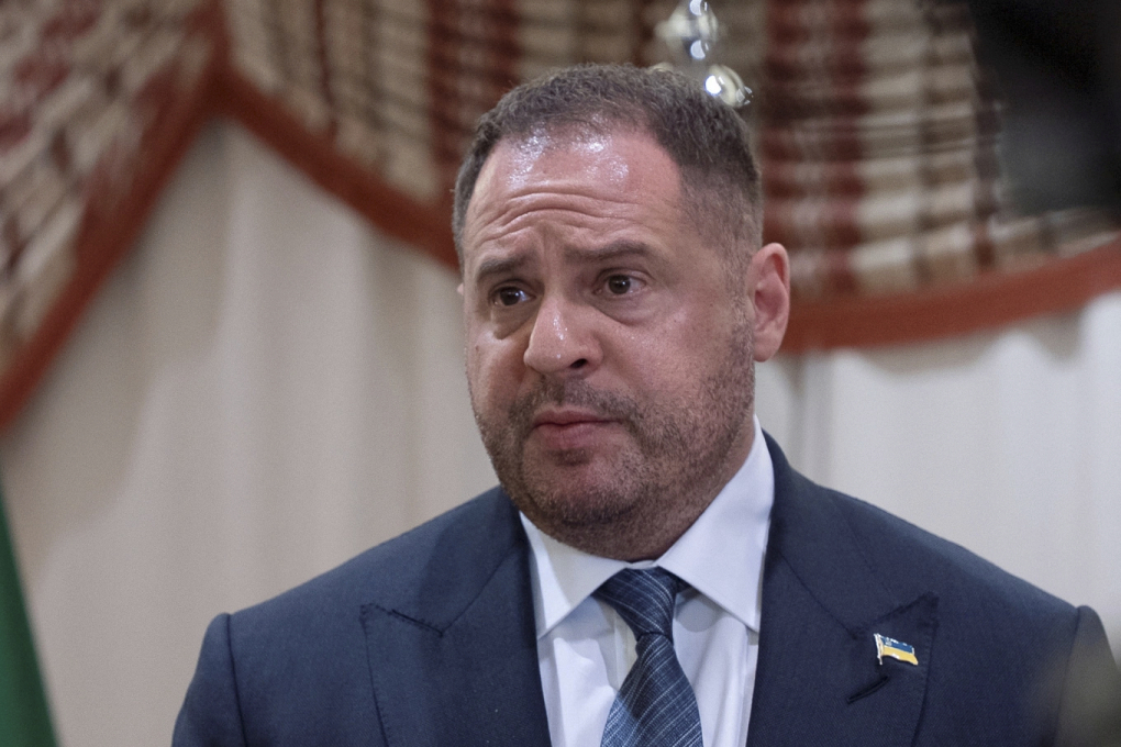 Andriy Yermak, Chánh văn phòng Tổng thống Ukraine, họp báo tại Jeddah, Arab Saudi, ngày 11/3. Ảnh: Reuters