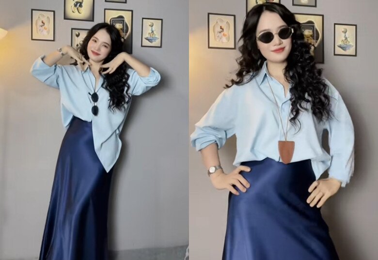 Sơ vin một góc áo hoặc vạt áo phía trước và hơi nới lỏng ra có thể giúp giấu bụng tốt hơn.