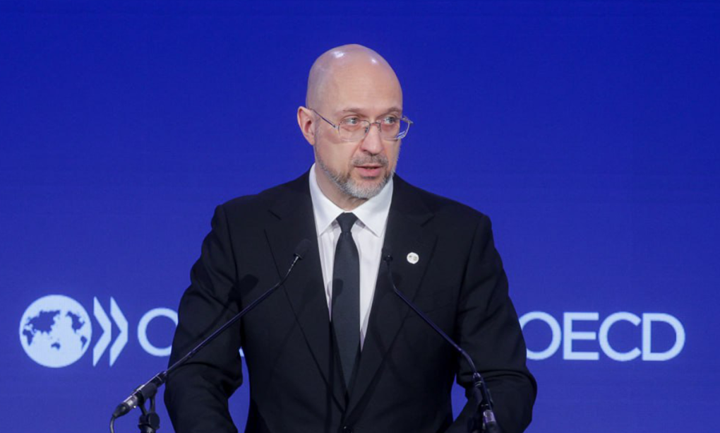 Ông Shmyhal phát biểu tại Hội nghị Hội đồng Bộ trưởng OECD hồi tháng 6. Ảnh: X/Denys_Shmyhal