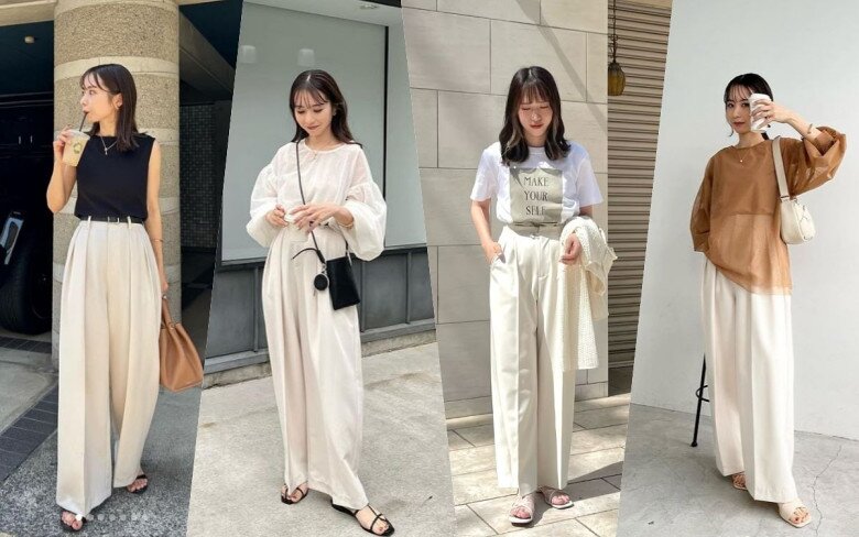 Hãy thử kết hợp quần ống rộng màu trắng với áo blouse bay bổng, áo phông oversized, sơ mi thụng mang lại vẻ ngoài nhẹ nhàng, thư thái và đậm chất thời trang. Bí quyết nằm ở cách xử lý độ rũ của chất liệu, độ dài vừa phải và sự đồng bộ về màu sắc.