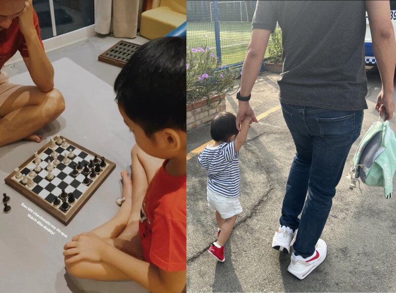 Thiếu gia Louis Nguyễn luôn dành thời gian chơi đùa với các con.