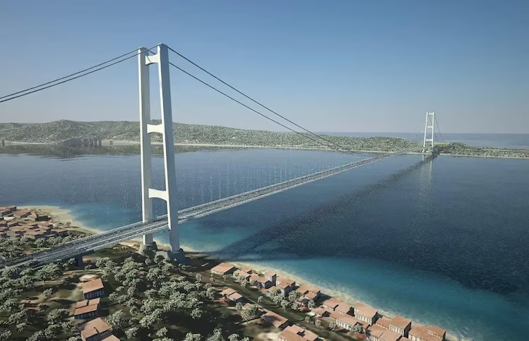 Hình ảnh thiết kế đồ họa của cầu nối đảo Sicily và phần lãnh thổ chính của Italy. Ảnh: WeBuild