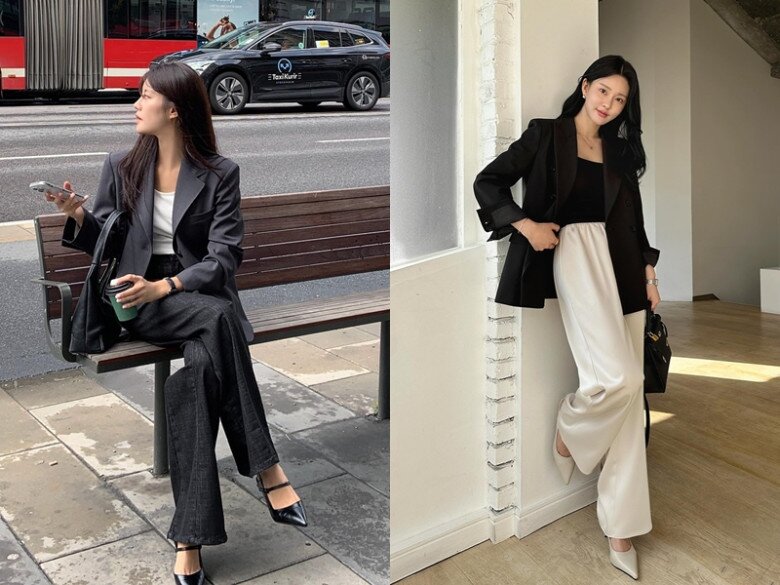 Giày cao gót mũi nhọn giúp tạo hiệu ứng kéo dài chân.