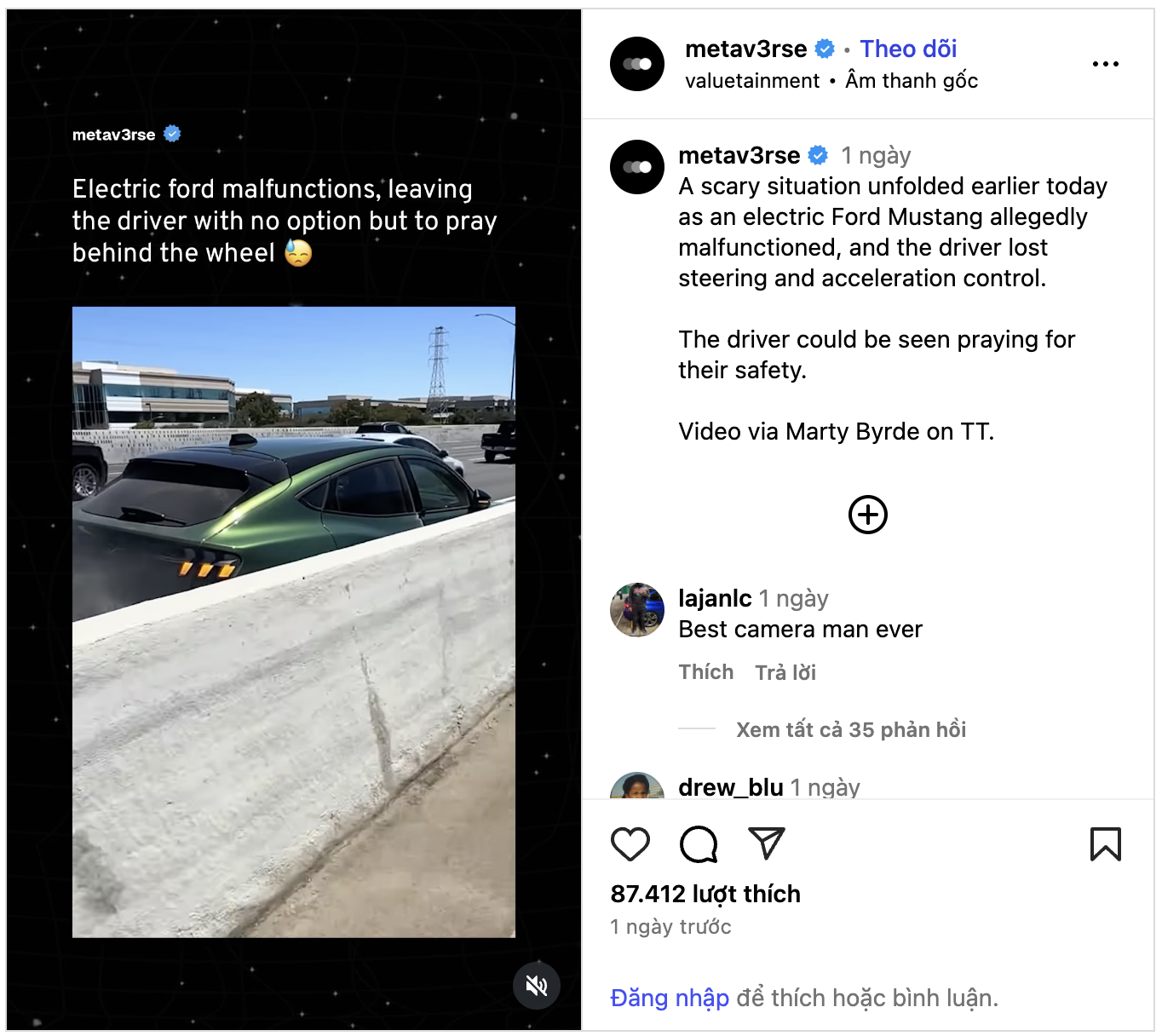 Sự thật video 7 triệu người xem xe điện Ford Mustang mất lái, gây tai nạn kinh hoàng- Ảnh 1.