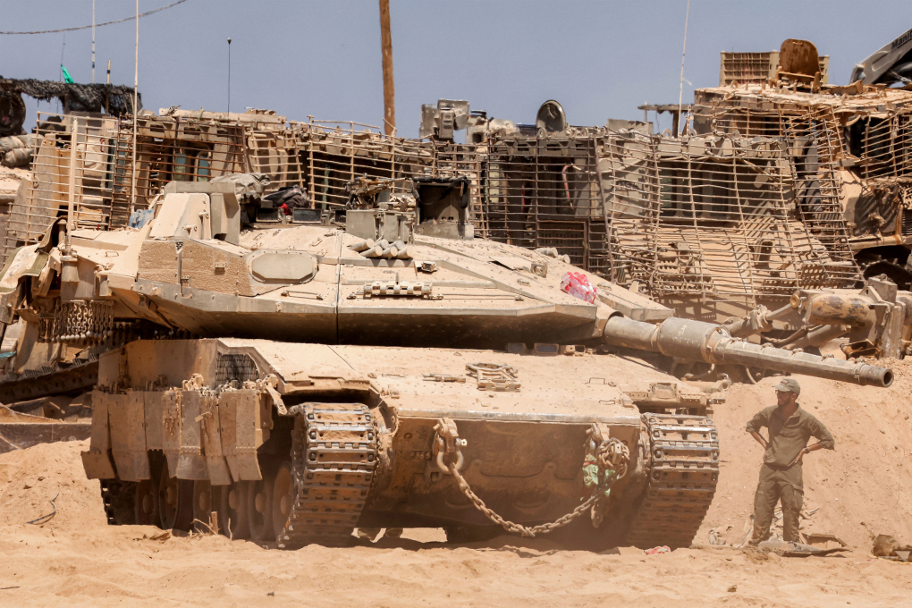 Xe tăng quân đội Israel tại một khu vực gần ranh giới Israel - Gaza ngày 29/7. Ảnh: AFP