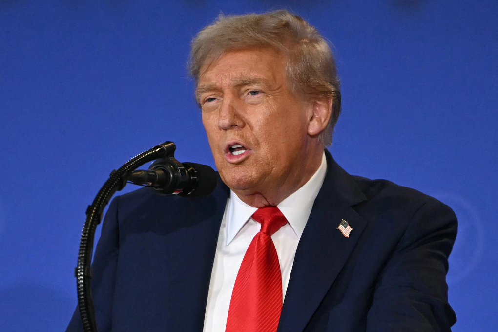 Tổng thống Mỹ Donald Trump tại cuộc họp báo chung với Tổng thống Nga Vladimir Putin ở Căn cứ Liên hợp Elmendorf-Richardson, bang Alaska ngày 15/8. Ảnh: AFP