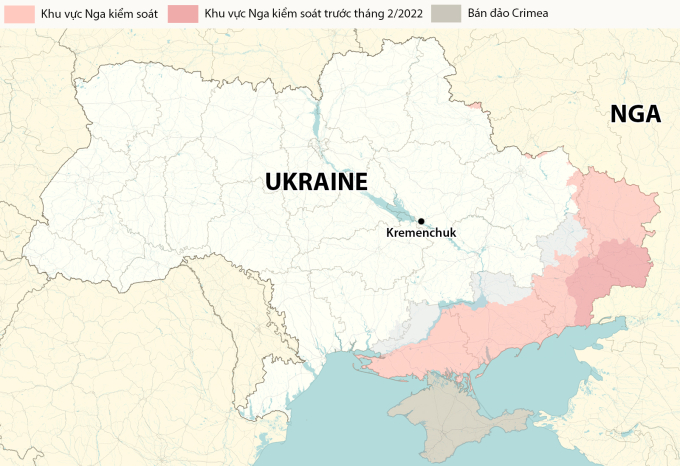 Vị trí thành phố Kremenchuk. Đồ họa: RYV