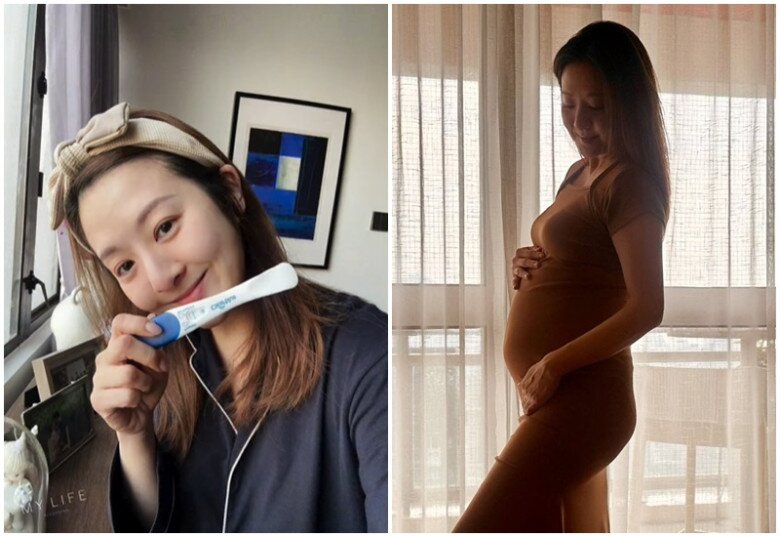 Cô hạnh phúc khoe mang thai thành công.