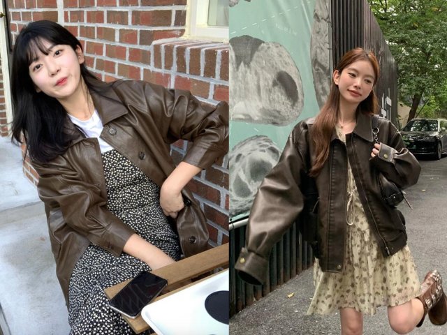 Áo khoác da kết hợp váy hoa mang lại sự đối lập thú vị vừa ngọt ngào, nữ tính lại vừa cá tính, mạnh mẽ.