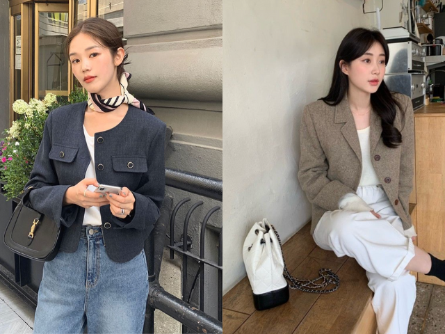 Blazer dáng ngắn là “cứu tinh” cho nàng nấm lùn. Với thiết kế cắt ngang hông, item này tạo hiệu ứng kéo dài đôi chân, vừa giữ vẻ thanh lịch công sở lại vừa sành điệu.