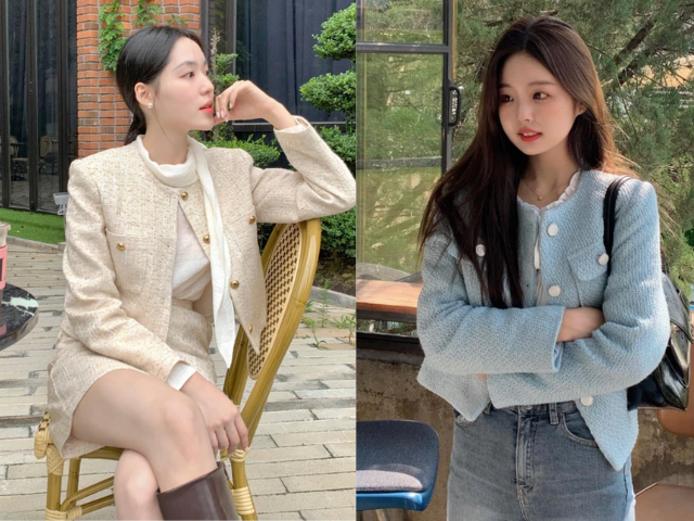Áo khoác vải tweed dáng ngắn là “chân ái” của nàng nấm lùn nhờ khả năng hack dáng đỉnh cao. Vừa sang trọng, tiểu thư lại vừa thanh lịch, item này giúp tổng thể gọn gàng và quý phái.