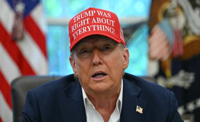 Tổng thống Mỹ Donald Trump tại Phòng Bầu dục ngày 22/8. Ảnh: AFP