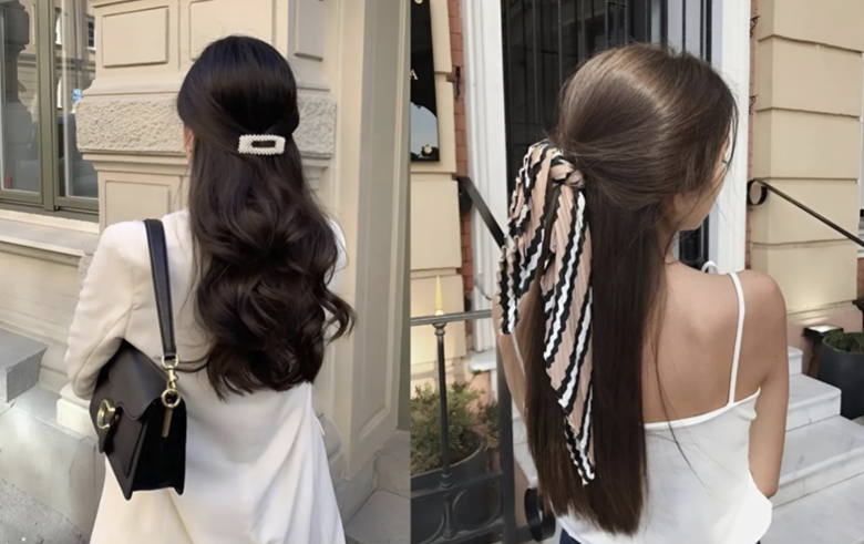 Tóc buộc nửa là kiểu tóc đơn giản nhưng mang lại hiệu ứng “hack tuổi” rõ rệt. Chỉ cần buộc gọn phần tóc phía trên, để phần còn lại xõa tự nhiên, gương mặt sẽ trông trẻ trung, ngọt ngào và thanh lịch hơn, phù hợp cả khi đi làm lẫn đi chơi.