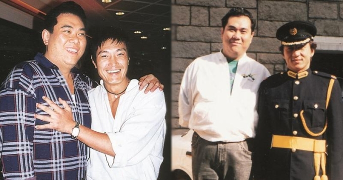 Đoàn Vĩ Luân (trái) và Lư Huệ Quang (bên phải, ảnh trái) là hai trợ thủ luôn theo sát Thành Long. Ảnh: Mingpao